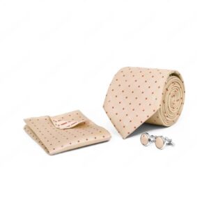 Beige Dotted Cufflink Tie Set