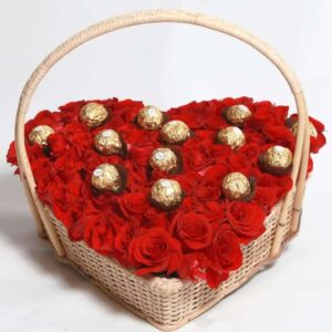 Rose And Ferrero Heart Basket