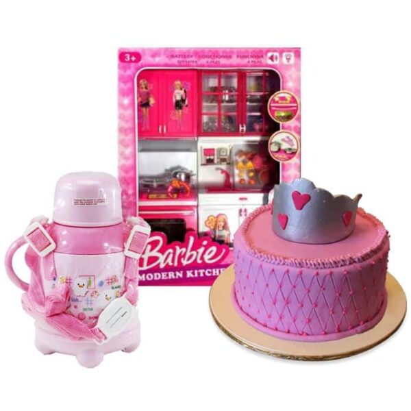 Barbie Kitchen Set With Princess Cake & Water