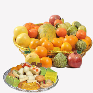 Fruit Basket with 2 Kg Mix Mithai