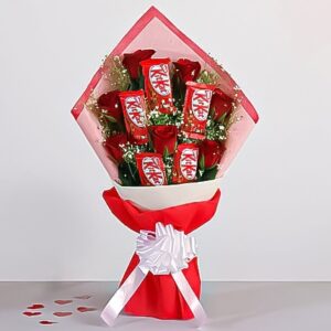 Imported Red Roses With Kitkat bouquet