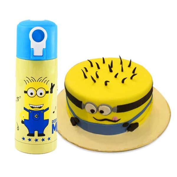 Minion Cake With Minion Water Bottle