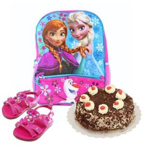 School Bag With Black Forest Cake & Sandals