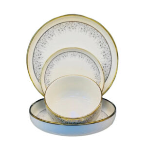 24 Pieces Porcelain Dinner Set – White Golden