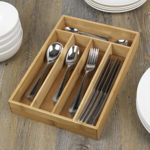 5 Compartment Bamboo Cutlery Tray